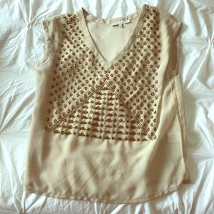 Chic nude beaded blouse!